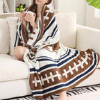 Football Pattern Throw Blanket with Tassels: FC3