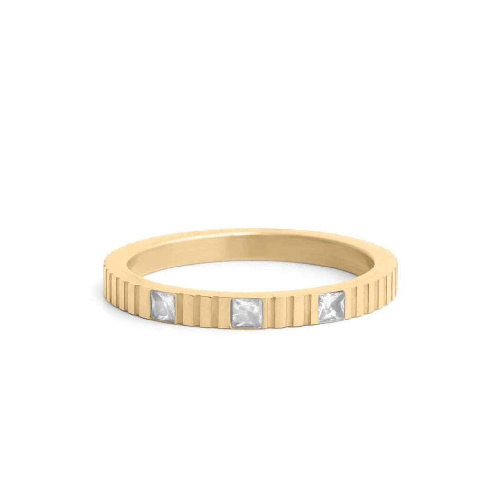 Triple Stone Fluted Stacking Ring: A115