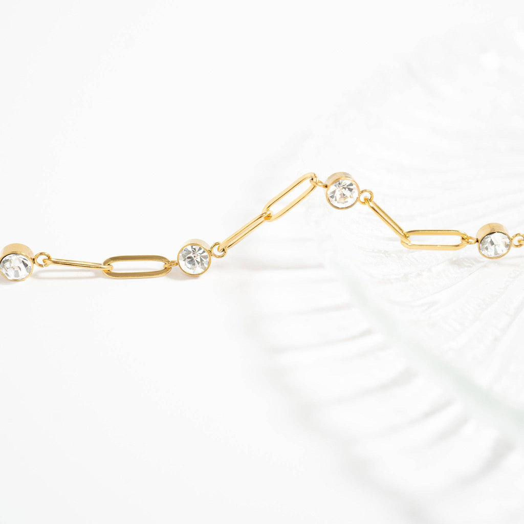 Stone Paperclip Chain Bracelet - S136