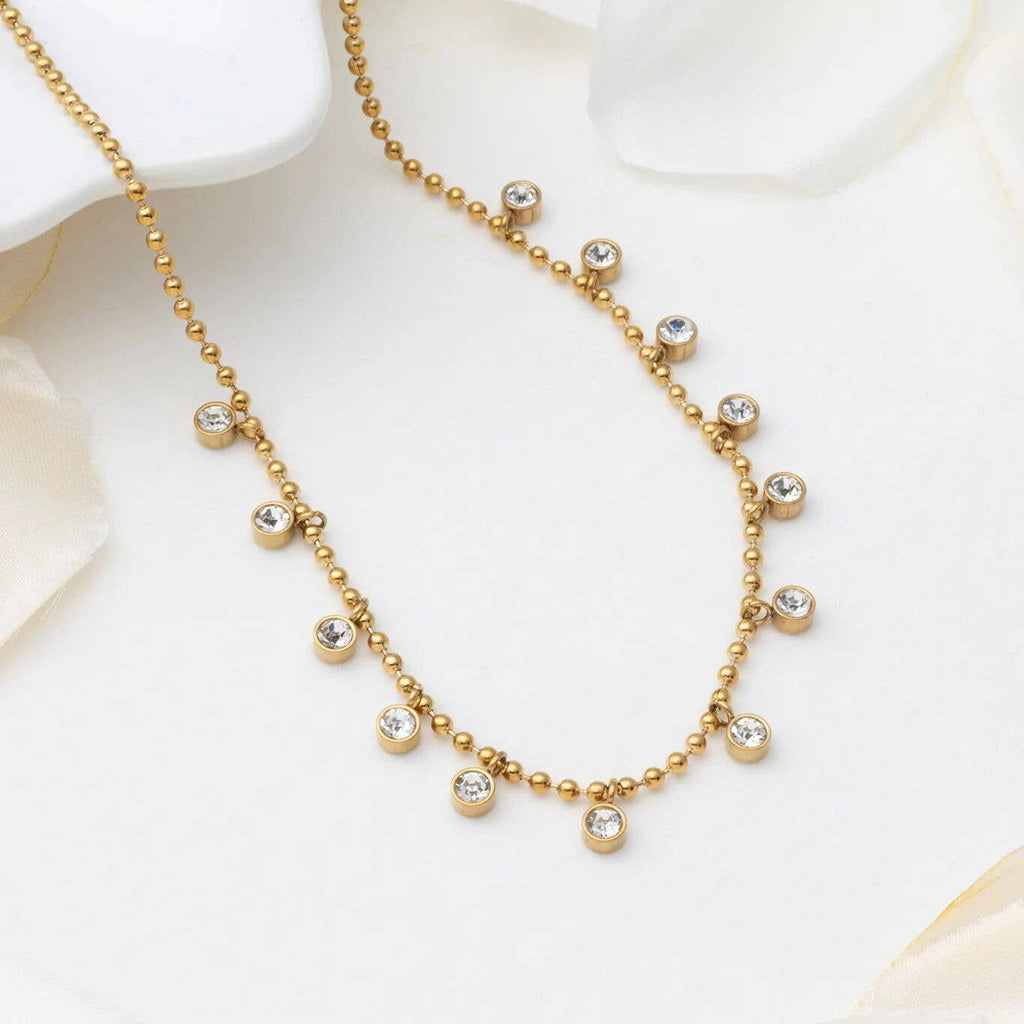 Round Stone Dangle Necklace - N29