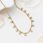 Round Stone Dangle Necklace - N29