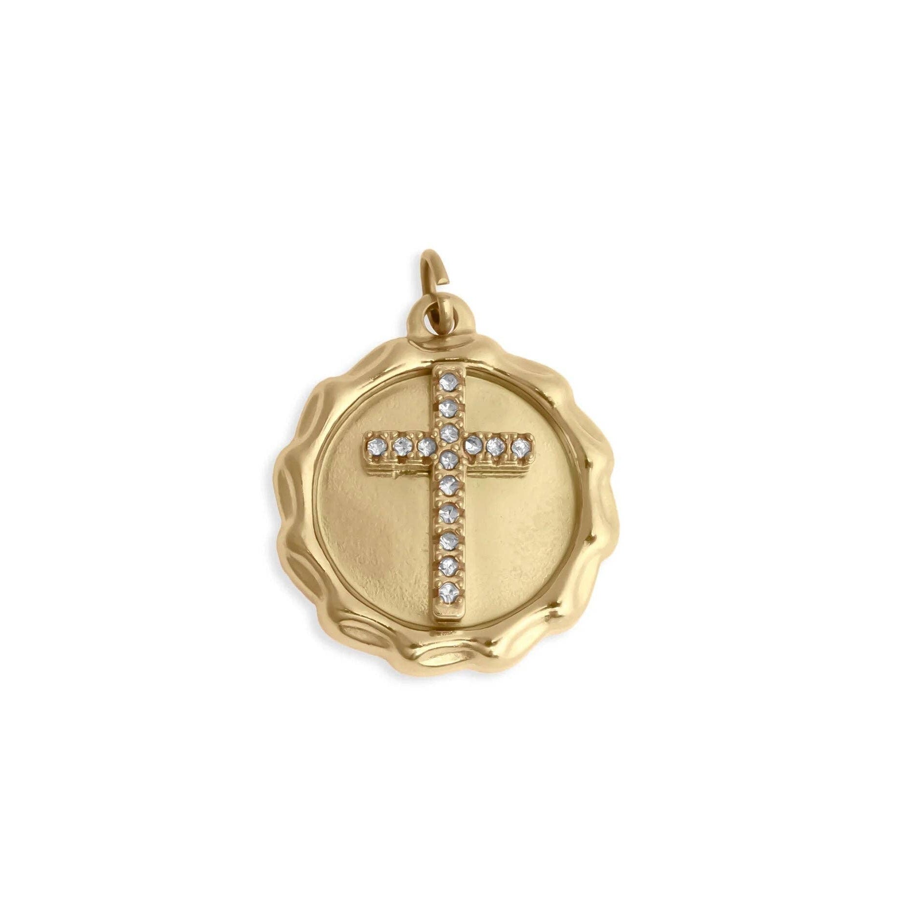 Chunky Stone Cross Charm - C321
