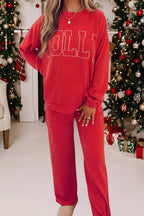 JOLLY Christmas Graphic Corded Pants Set