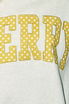 'MERRY' Embroidered Mock Neck Sweatshirt : MERRY