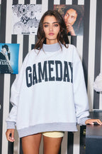 'FOOTBALL & GAMEDAY' Reversible Sweatshirt: H.GREY/BLACK