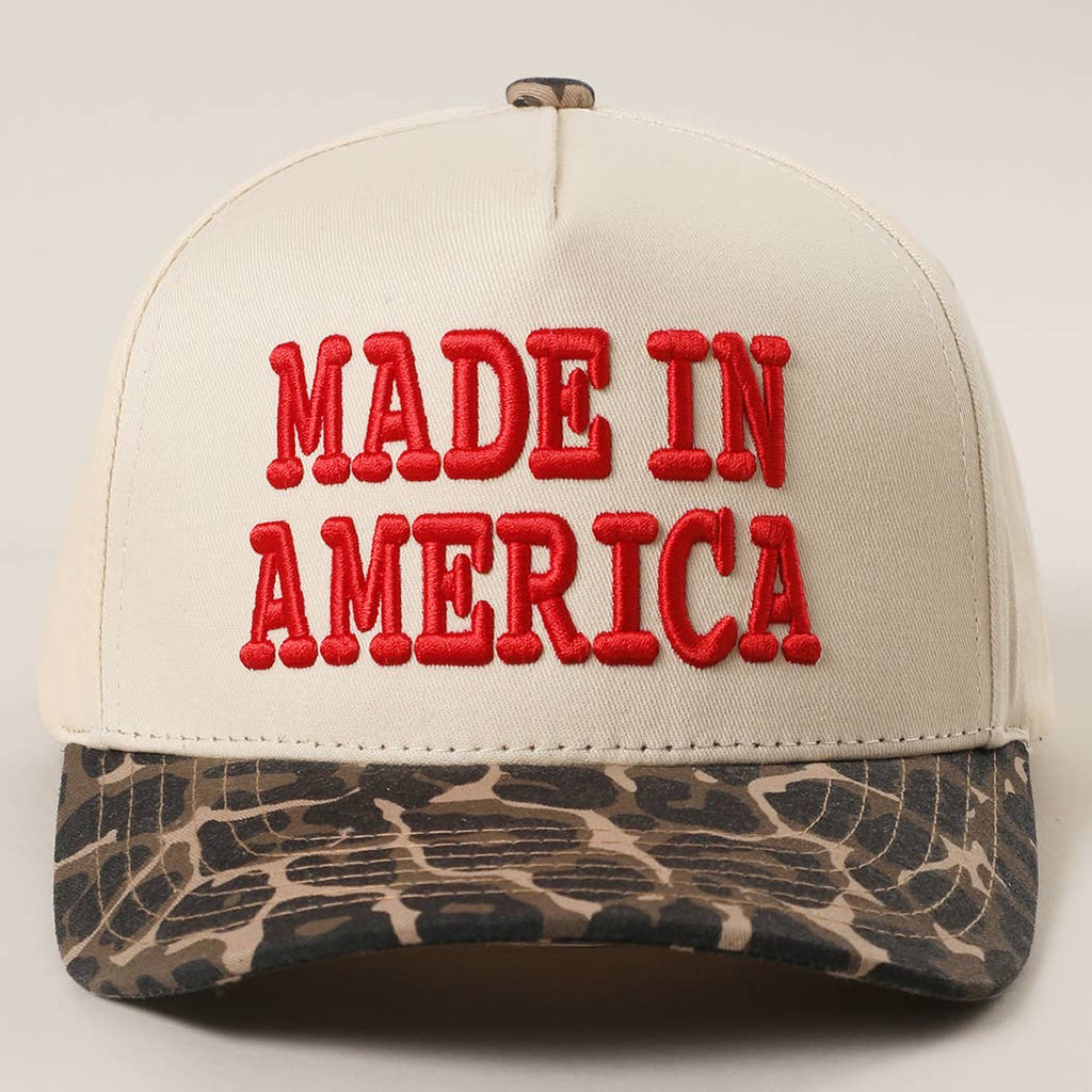 MADE IN AMERICA 3D Embroidered Two-Tone Leopard Brim Trucker: H4