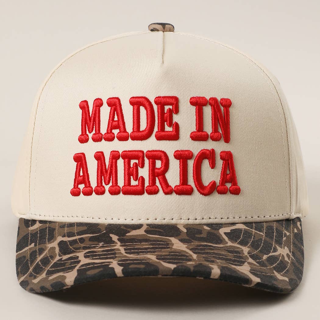 MADE IN AMERICA 3D Embroidered Two-Tone Leopard Brim Trucker: H4