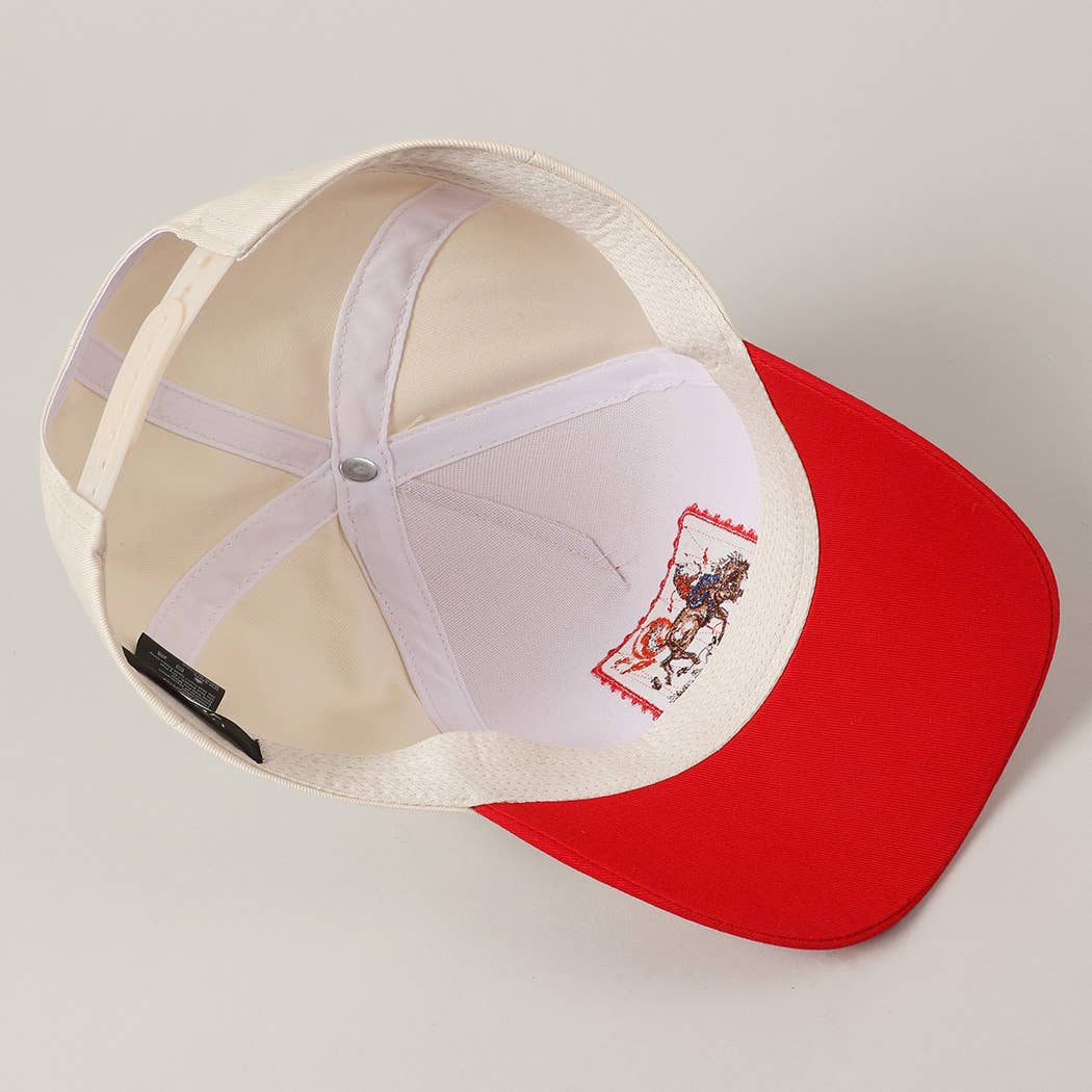 Detailed Cowboy Horse Embroidery Two-Tone Cap: H2