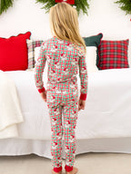 SoftSnooze™ Kids Bamboo Viscose Red & Green Dear Santa Christmas Long Sleeve Pajama Set: Multi-Color