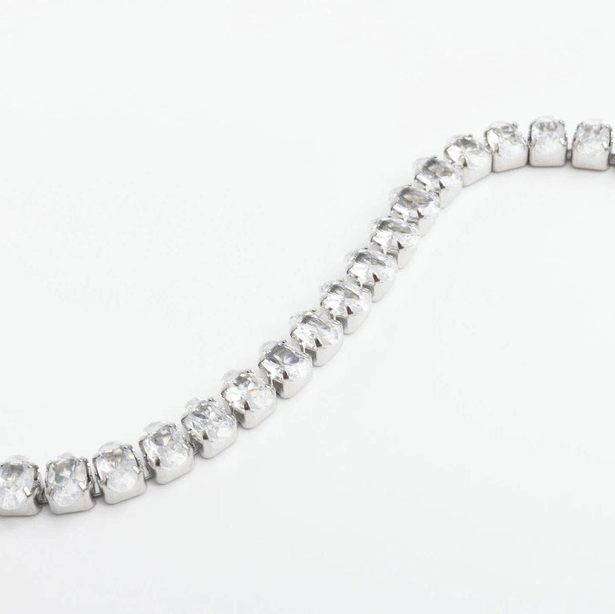 Silver Oval Cubic Zirconia Tennis Bracelet - S175