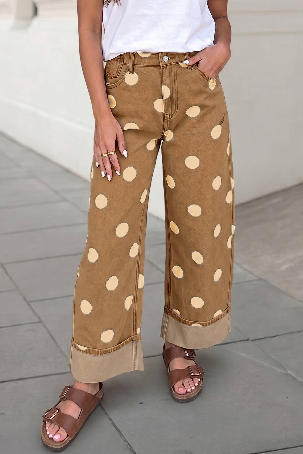 Casual Polka Dot Ankle Length Regular Jeans | Blue Sky