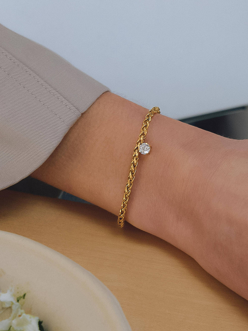 Braided Diamond Tear Bracelet - SS32