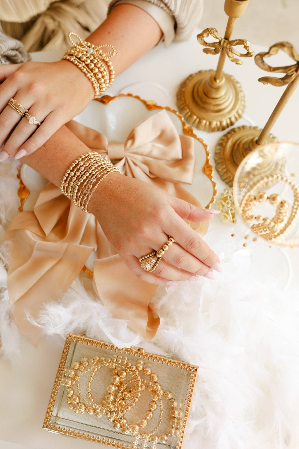 6MM Gold Beaded Ring - B39