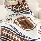Football Pattern Throw Blanket with Tassels: FC3