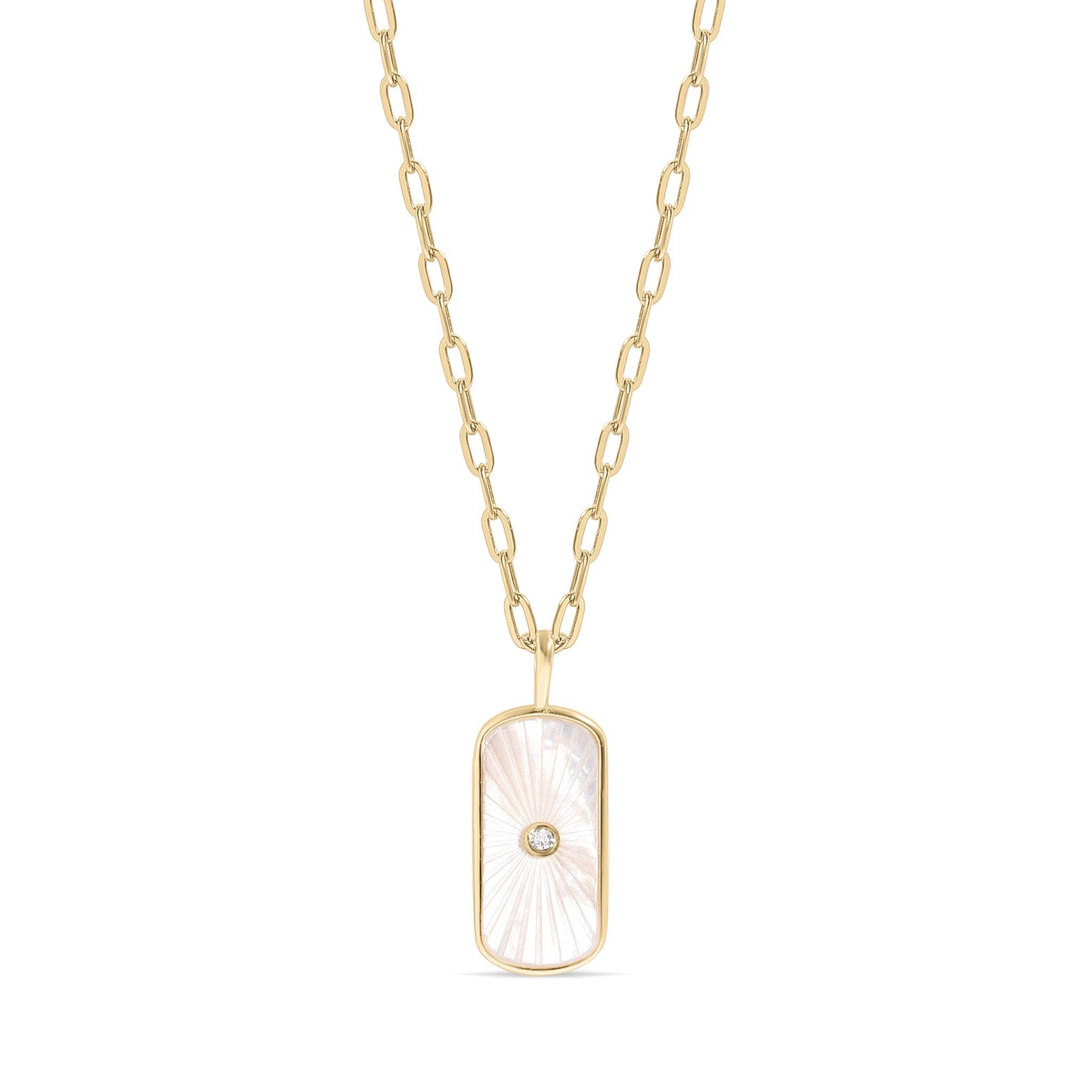 Mother of Pearl Paperclip Necklace - N97