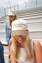 He's Watching Football - Brown Polka Dot Hat