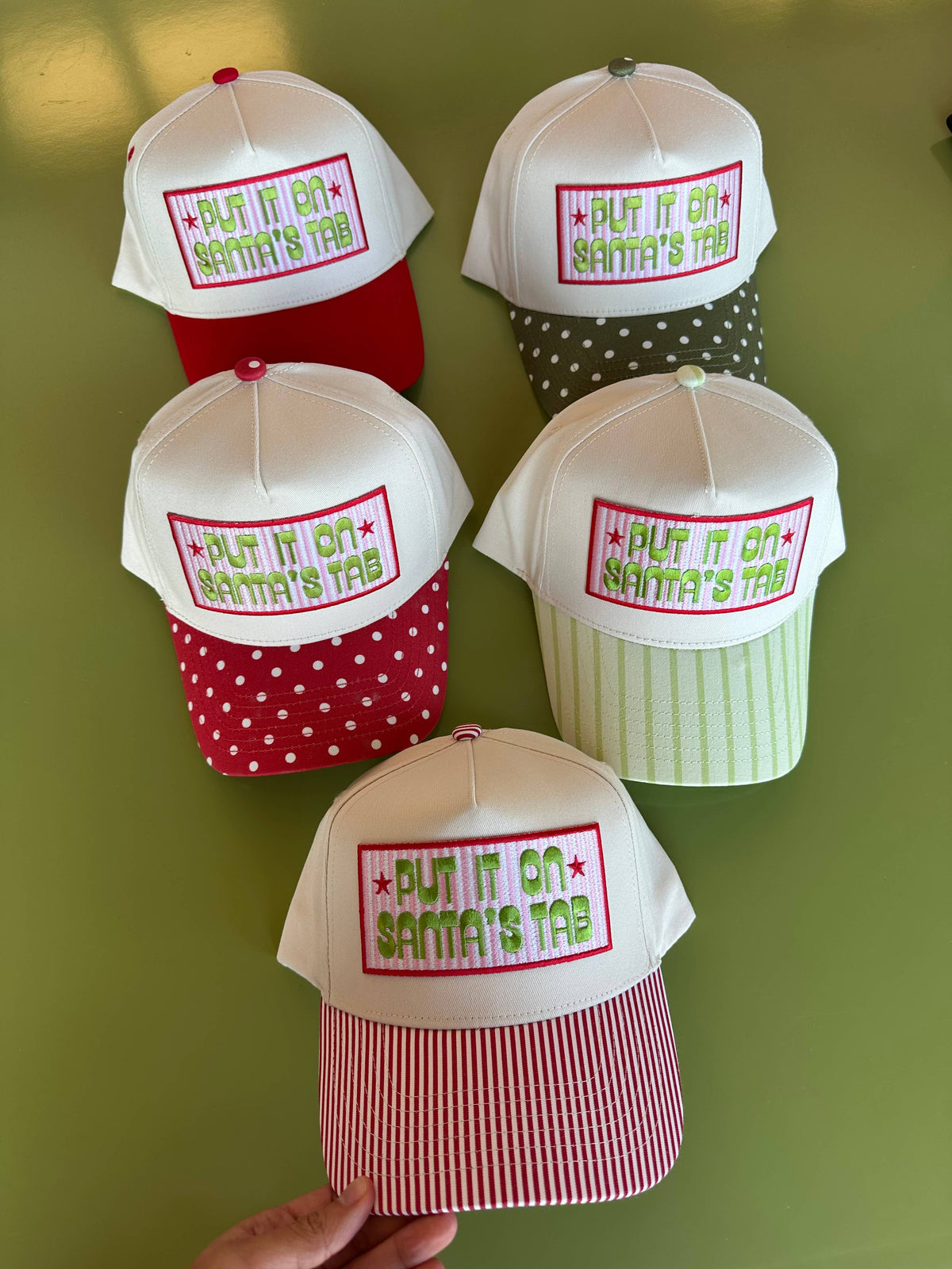 Put it on Santa's Tab Hat: Red Polka Dot