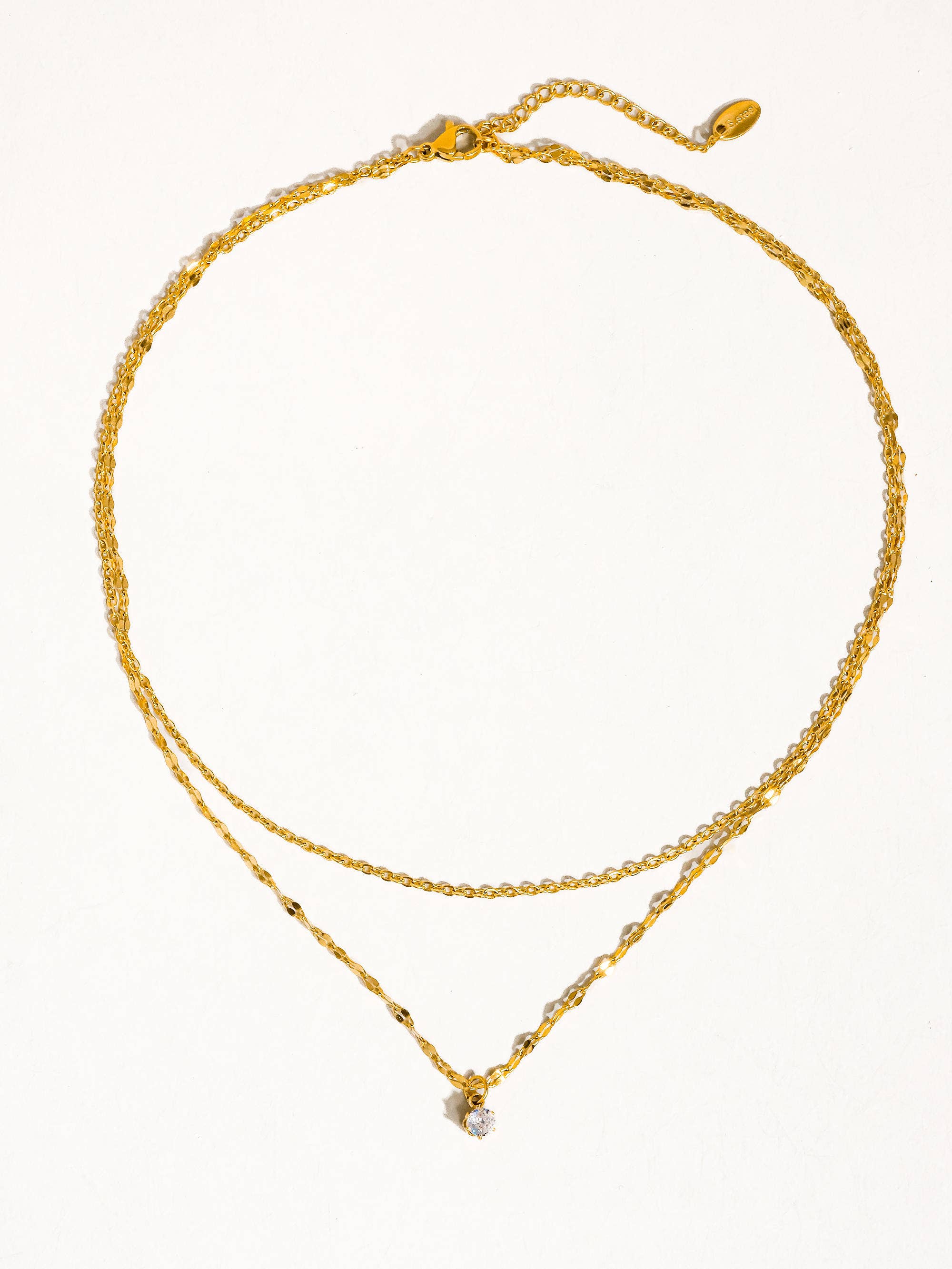 Dainty Diamond Kiss Layered Necklace - N55