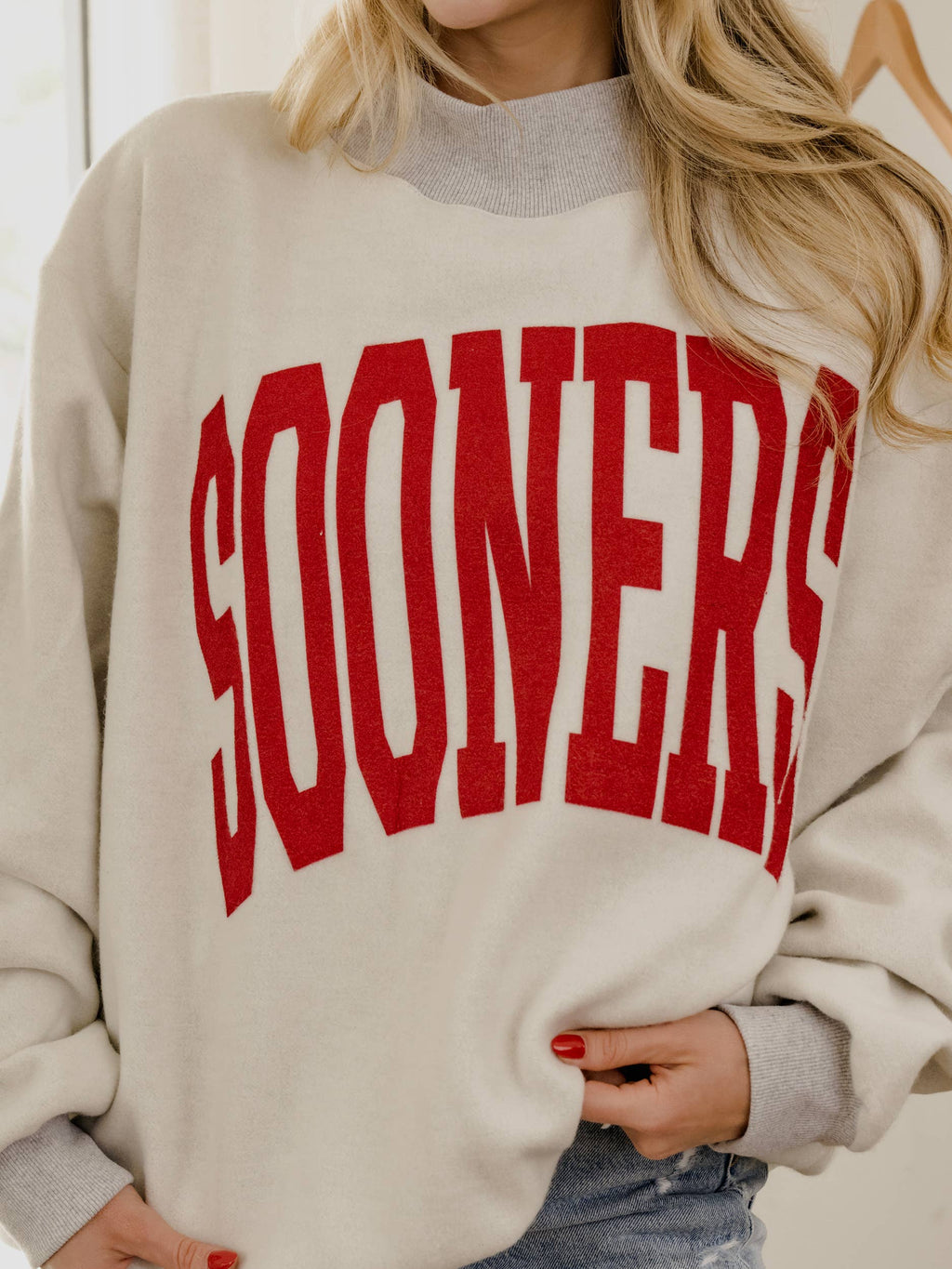 OU Sooners Tall Boy Gray Reversible Mock Neck Sweatshirt