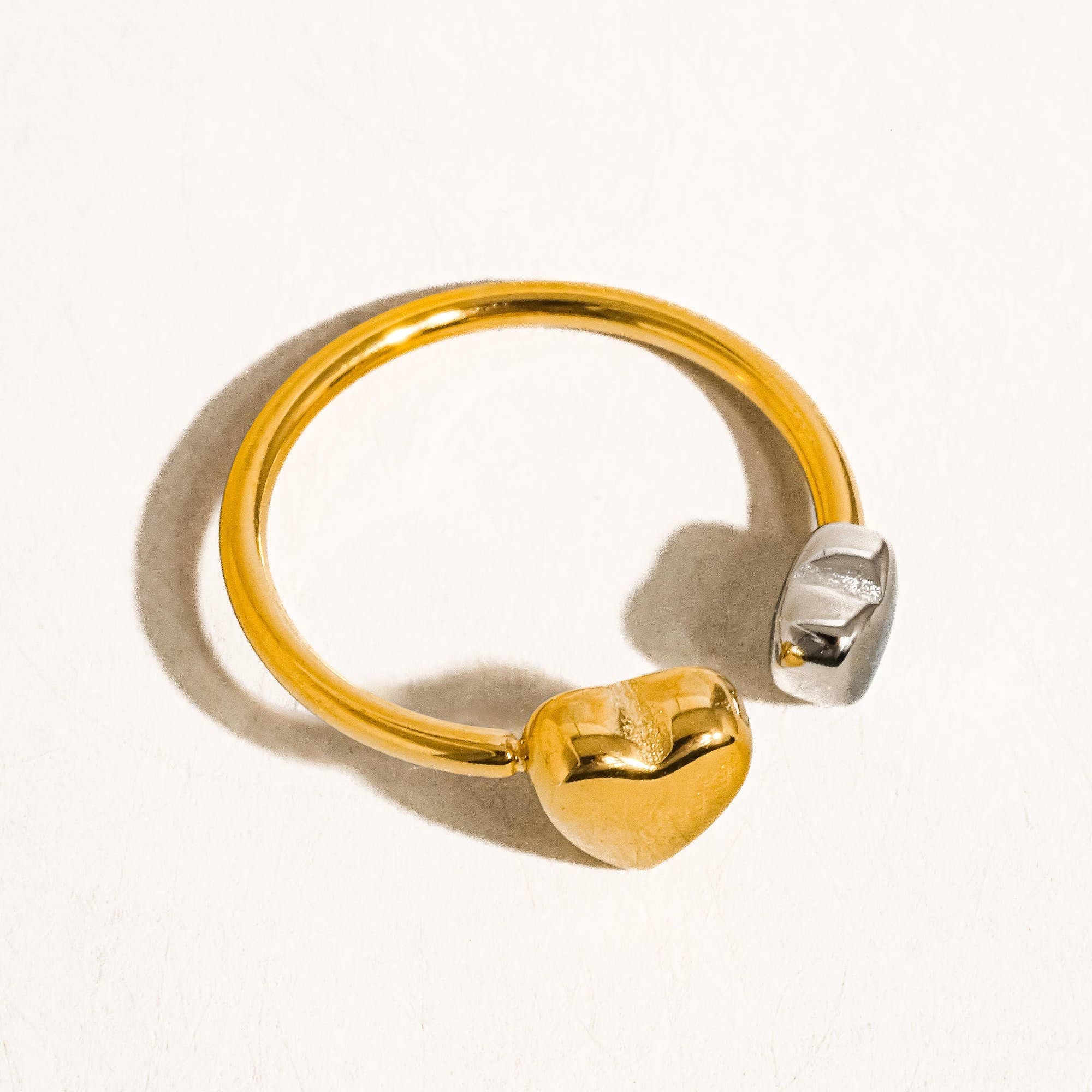 Two Tone Heart Adjustable Ring: A2
