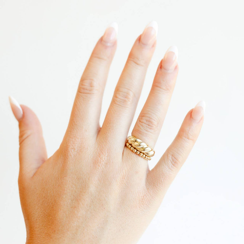 Ella Beaded Band Ring in Gold - B25