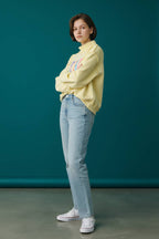 DILLYDALLY | Graphic Reversible Sweatshirt: Butter yellow