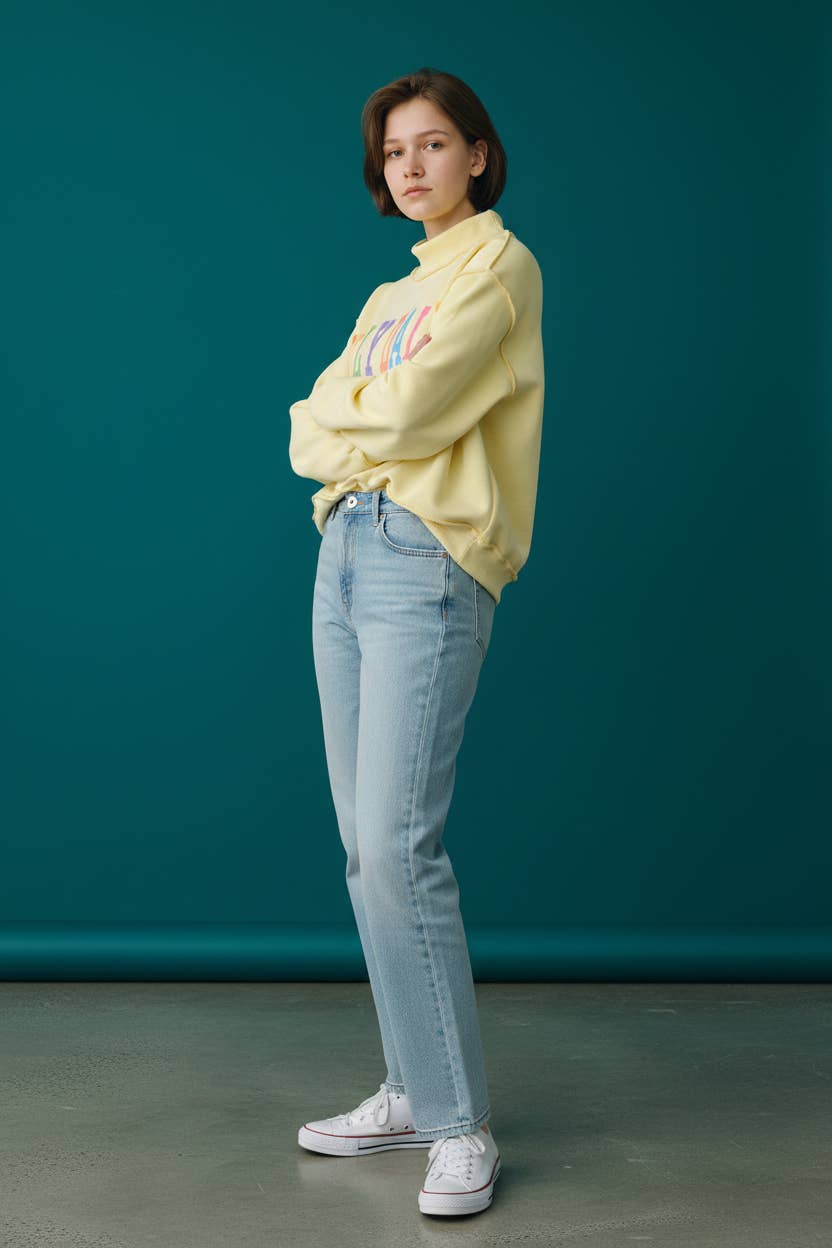 DILLYDALLY | Graphic Reversible Sweatshirt: Butter yellow