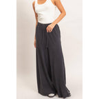 Wide Leg Mineral Wash Pants: BLACK