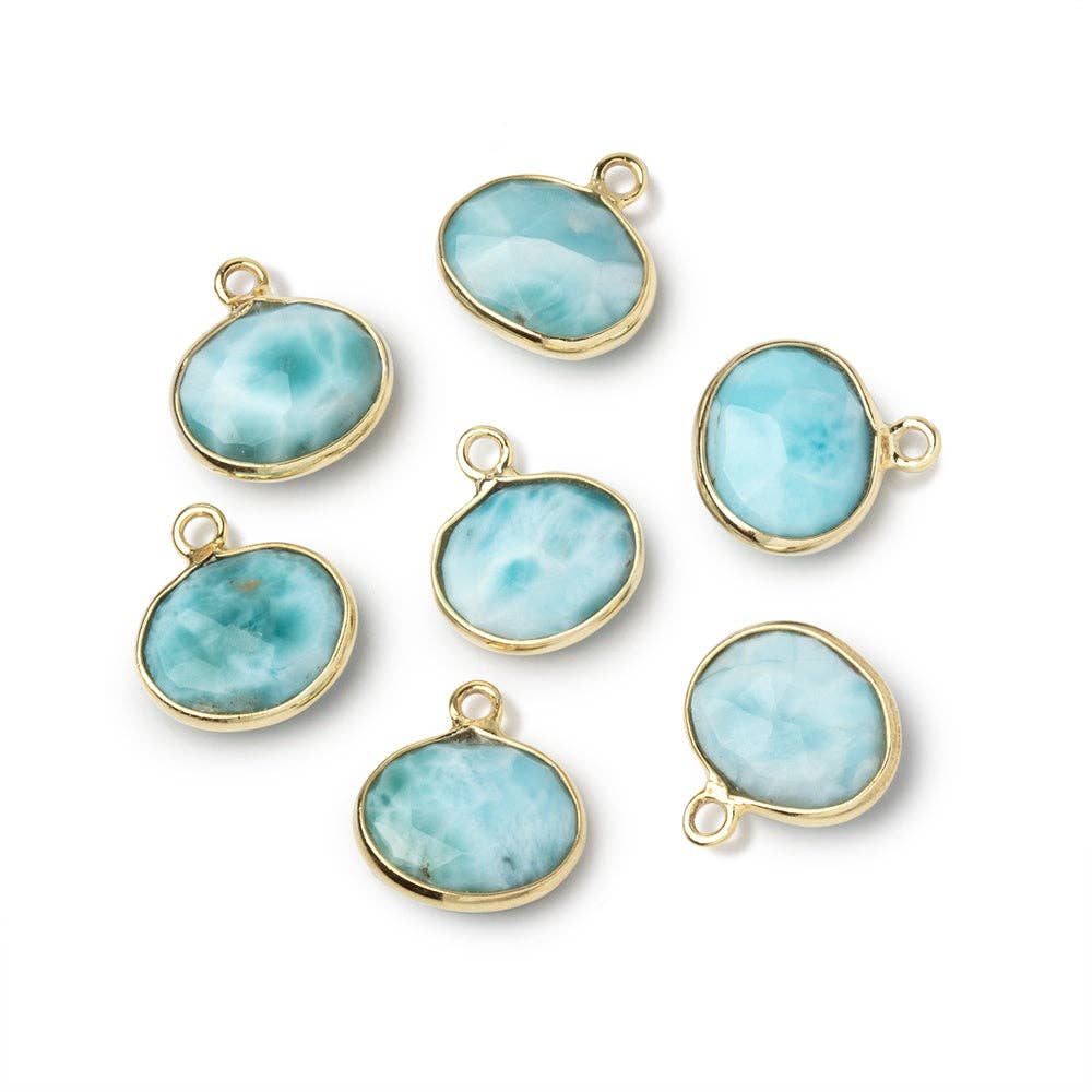 Vermeil Bezel Larimar Faceted Oval Charm - C269