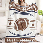 Football Pattern Throw Blanket with Tassels: FC3