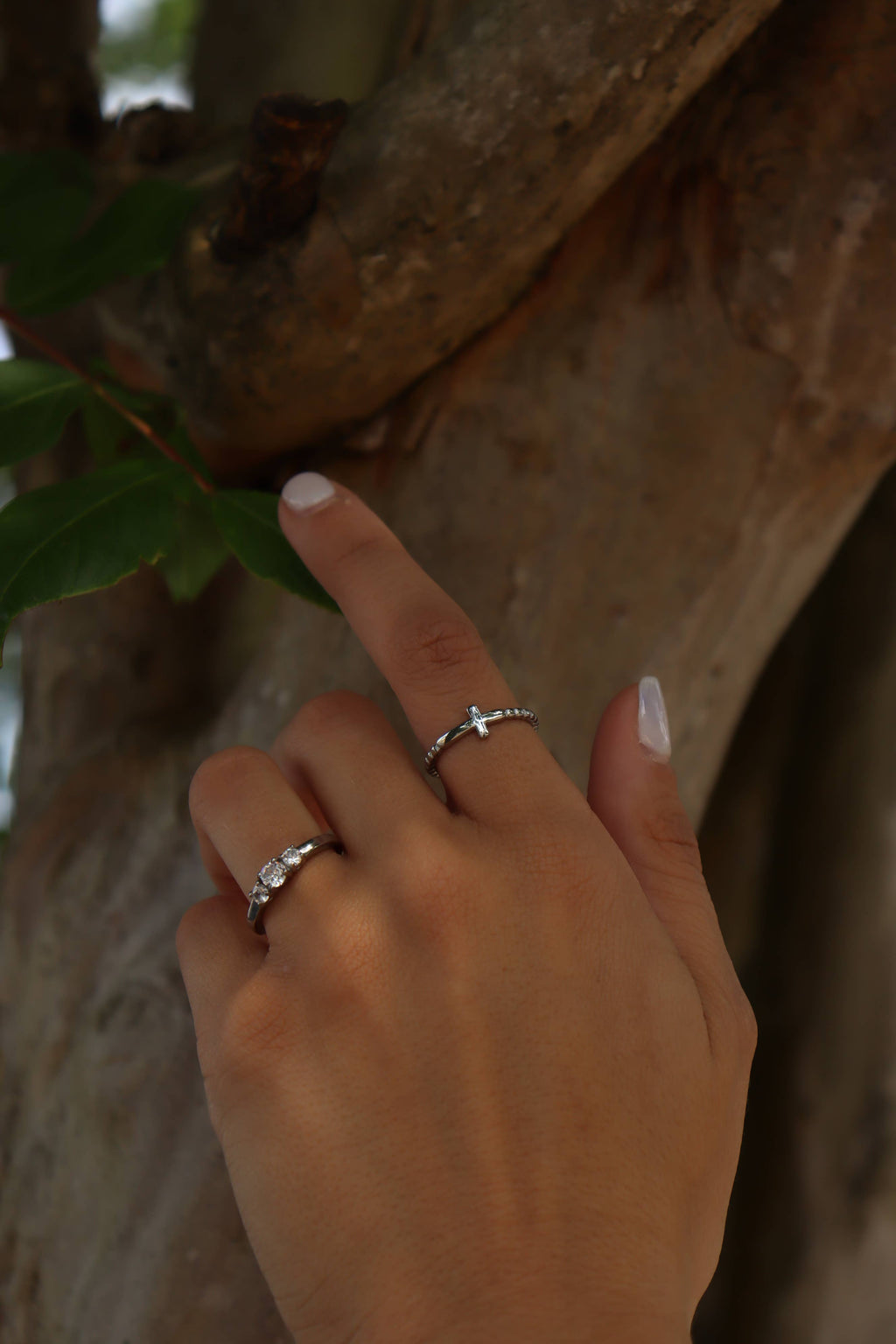 Beaded Stackable Cross Ring: A118