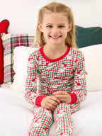 SoftSnooze™ Kids Bamboo Viscose Red & Green Dear Santa Christmas Long Sleeve Pajama Set: Multi-Color