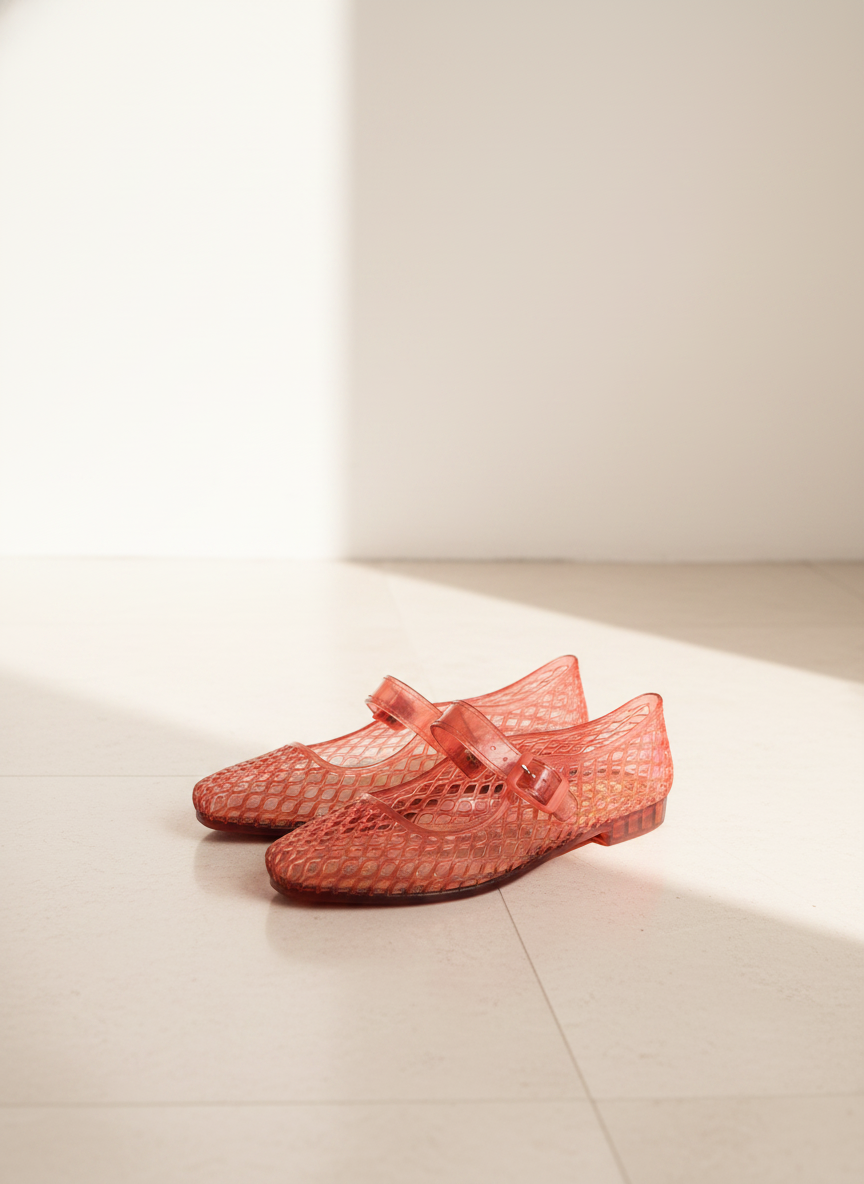 LISA Woven Jelly Mary Jane Flats: CAMEL