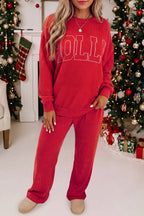 JOLLY Christmas Graphic Corded Pants Set