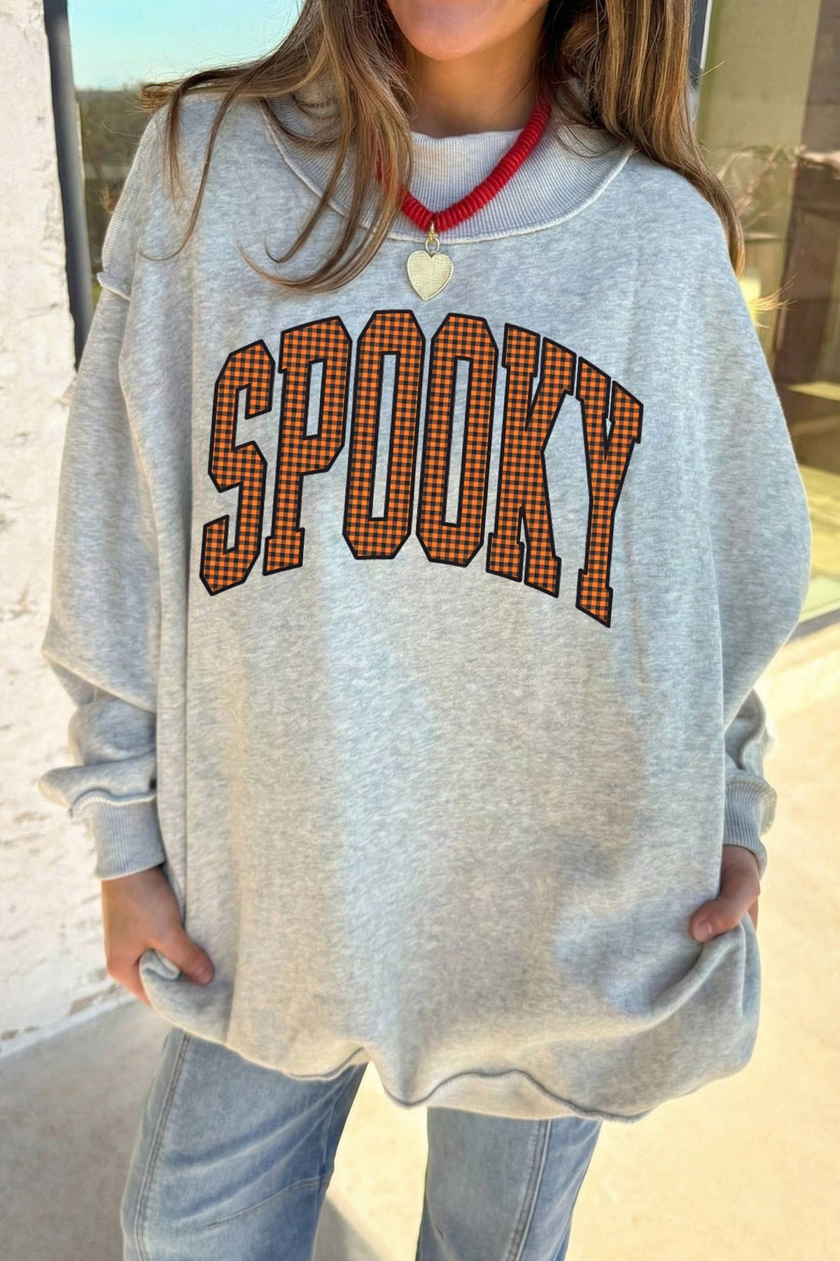 Halloween Slogan Print Mock Neck Reversible Sweatshirt