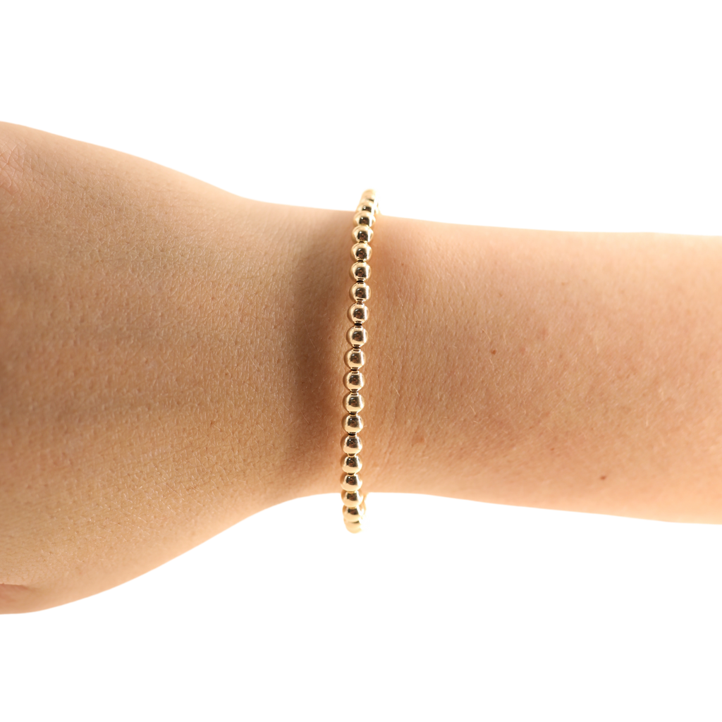 4MM Gold Beaded Bracelet: Standard 6.75 inch