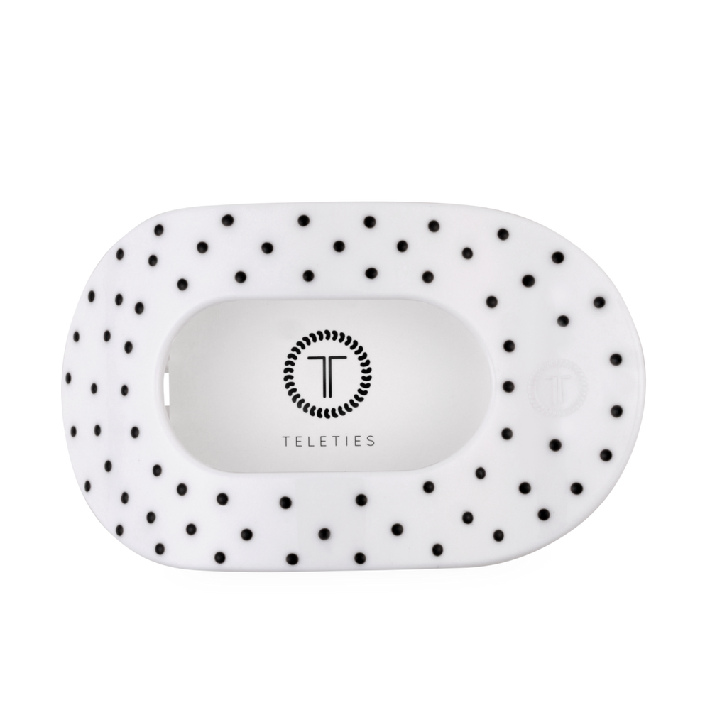 White Polka Dot Party Large Flat Round Hair Clip