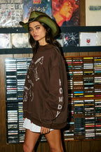 Reversible Horse Graphic Mock-Neck Sweatshirt: CHOCOLATE BROWN