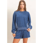 Contrast Sweatshirt & Shorts Set: IVORY