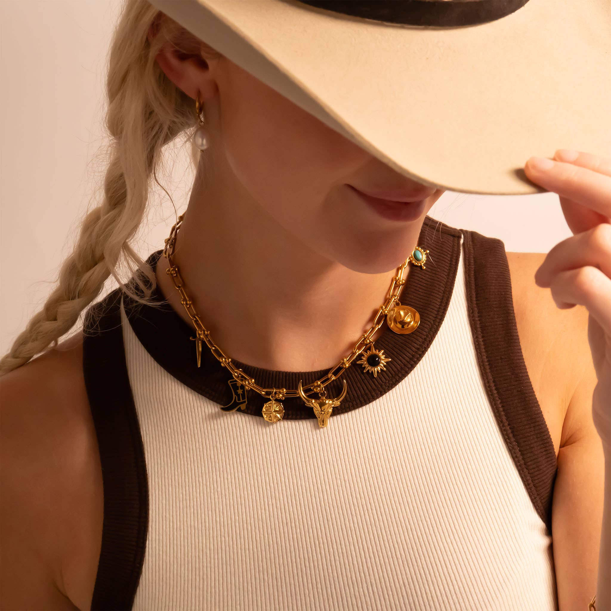 Cowboy Hat Gold Charm - C150