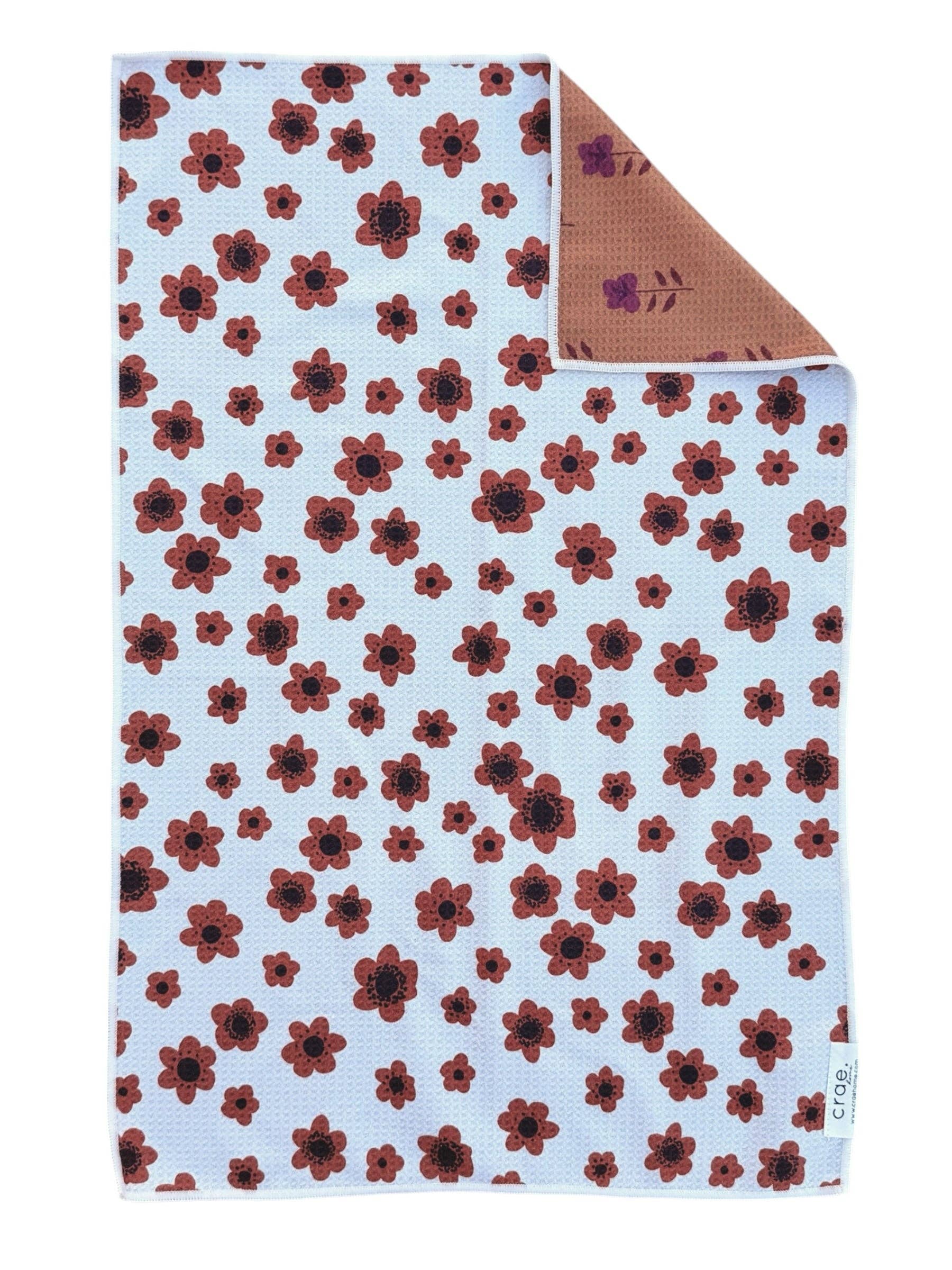 Amber Fields: Reversible Hand Towel: Cream/Brown / 19x29in