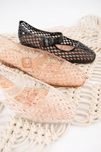 LISA Woven Jelly Mary Jane Flats: CAMEL