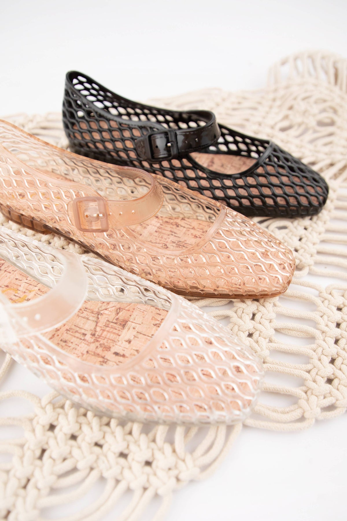LISA Woven Jelly Mary Jane Flats: CAMEL