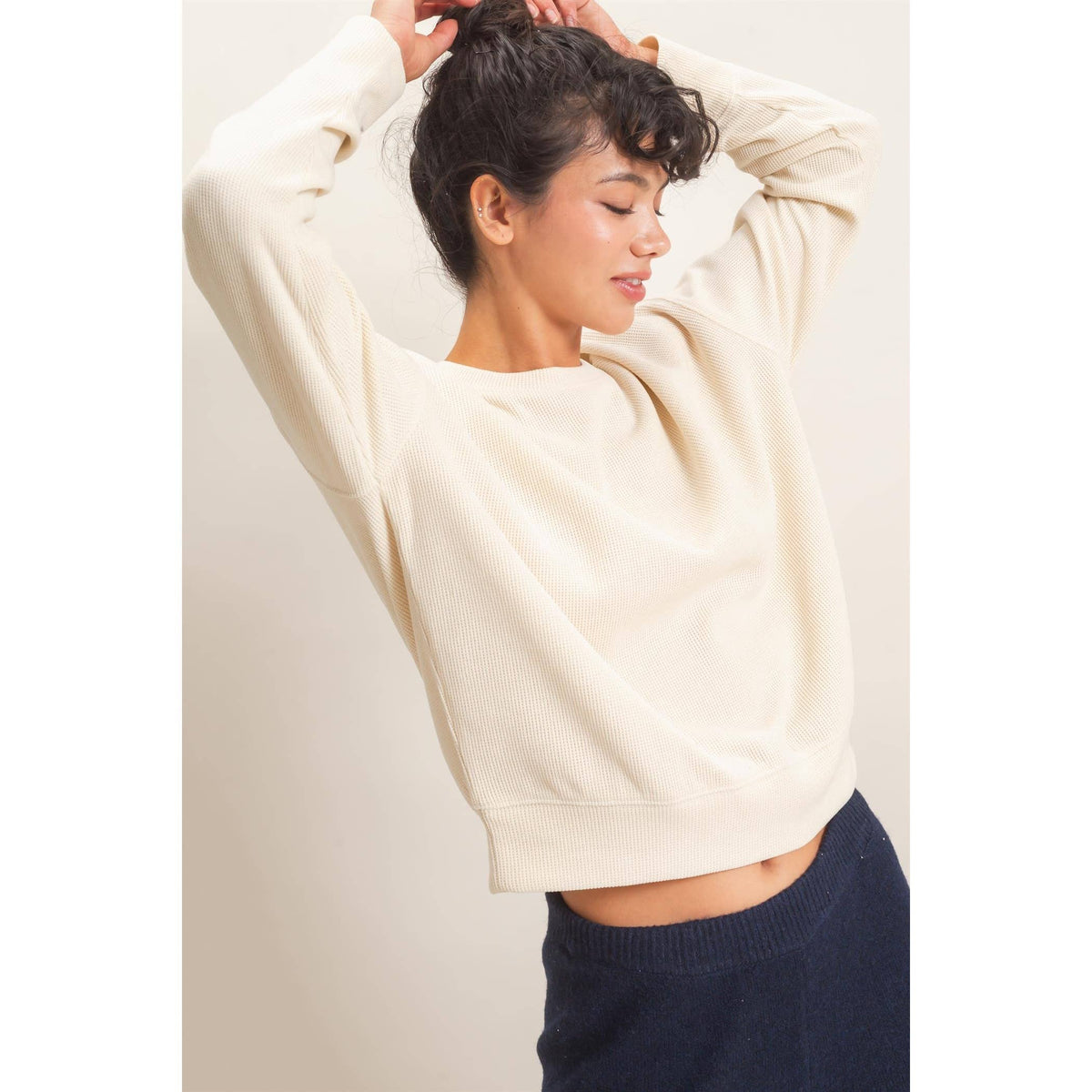 Waffle Knit Crew SET : ALPACA