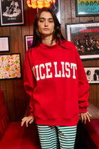 NICELIST | Reversible Slogan Mockneck Pullover: Red