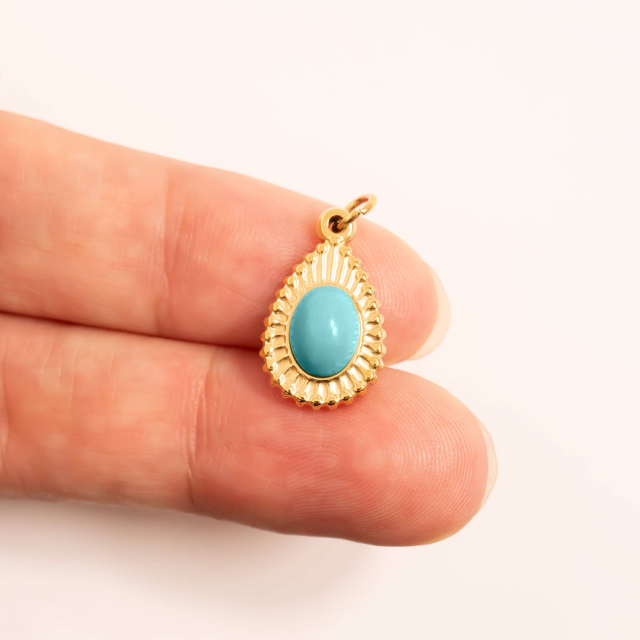 Turquoise Teardrop Charm - C128