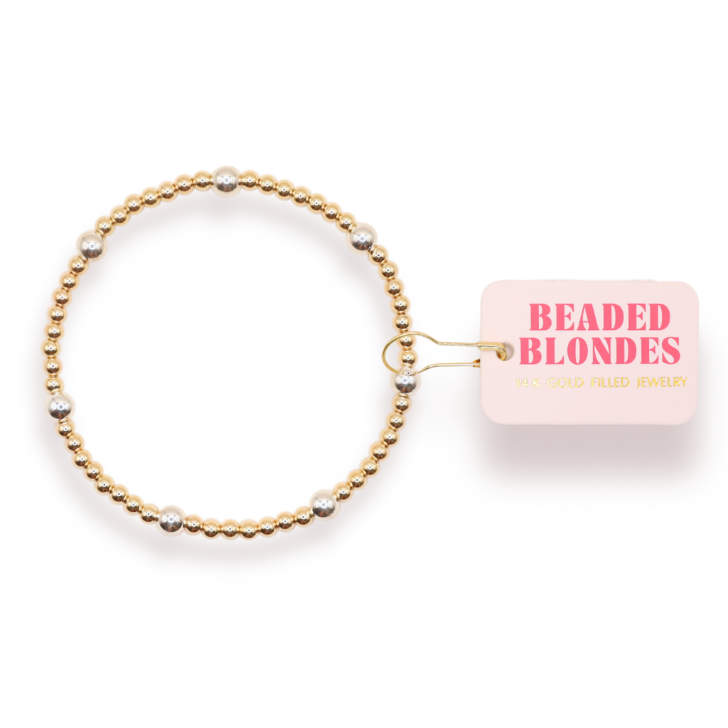 Olive Bracelet in Gold with Silver: Standard 6.75 inch