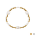 Yellow Gold 8mm Kiska Glass Pearl Stretch Bracelet: S164