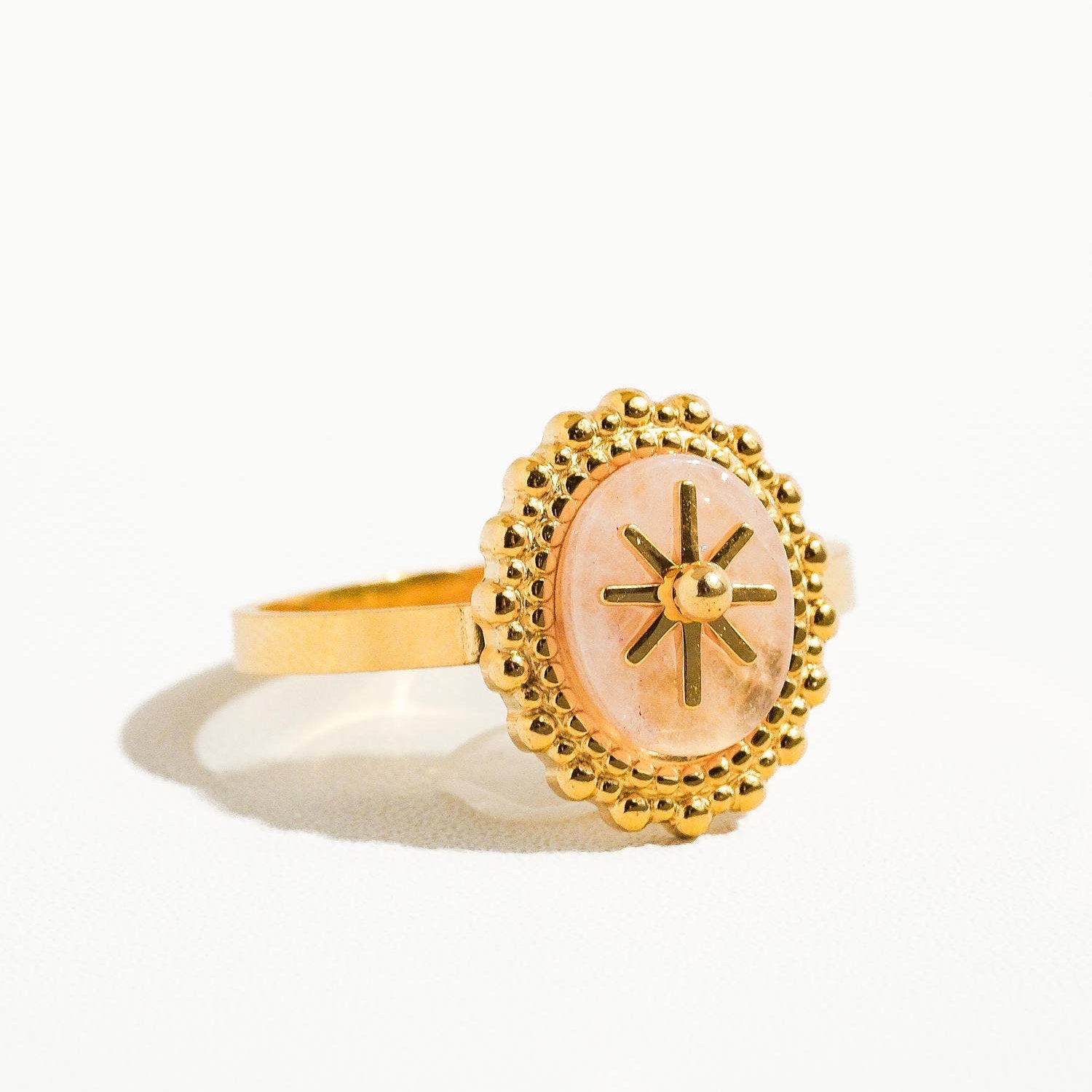 Rose Round Stone Ring- A42