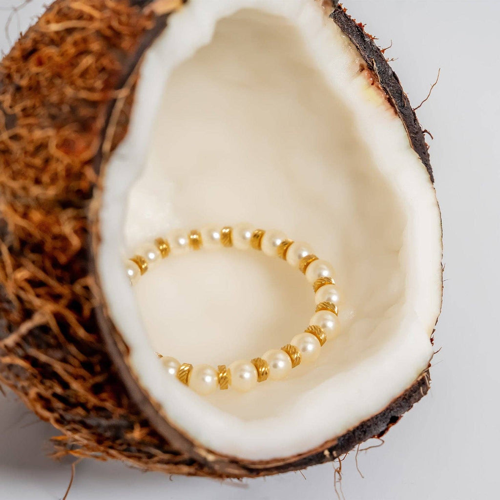 Kiska Glass Pearl Stretch Bracelet: S157